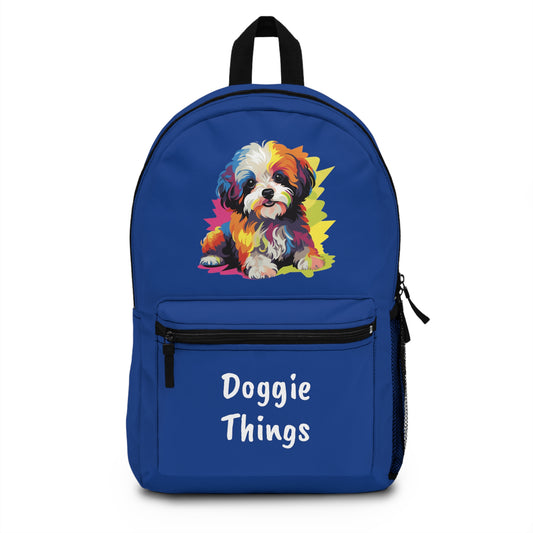 Maltese Doggie Things Blue Backpack