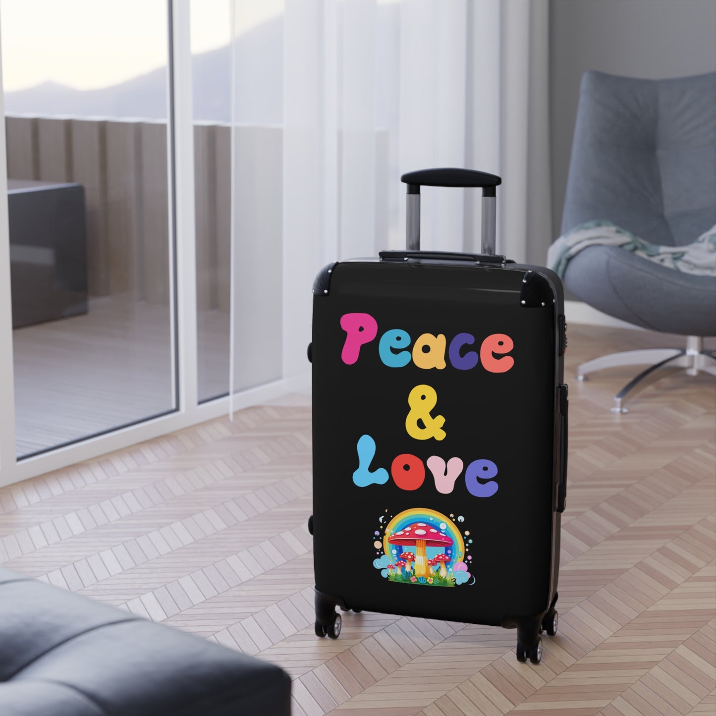 Peace and Love Mushroom Suitcase