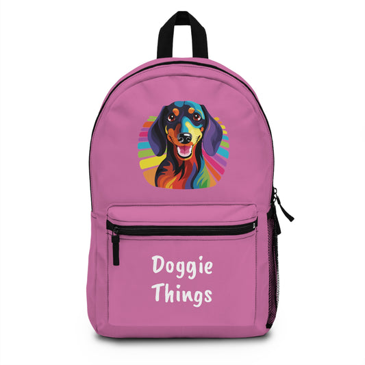 Dachshund Doggie Things Pink Backpack