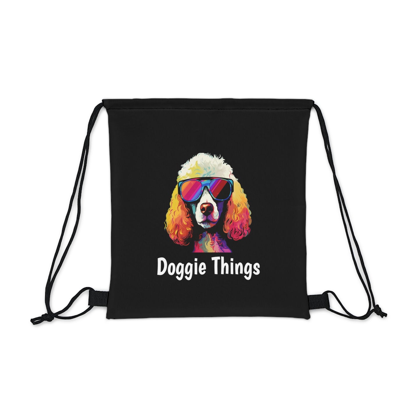 Poodle Doggie Things Outdoor Black Drawstring Bag
