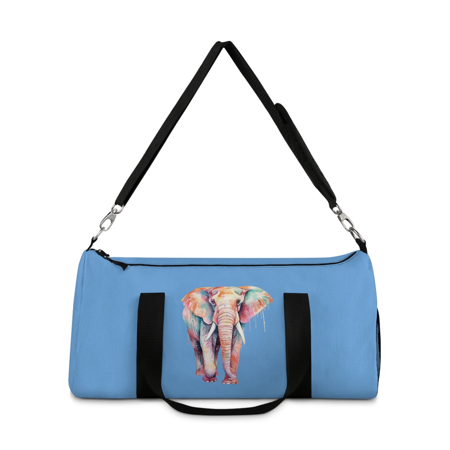 Sky Blue Colorful Elephant Duffel Bag