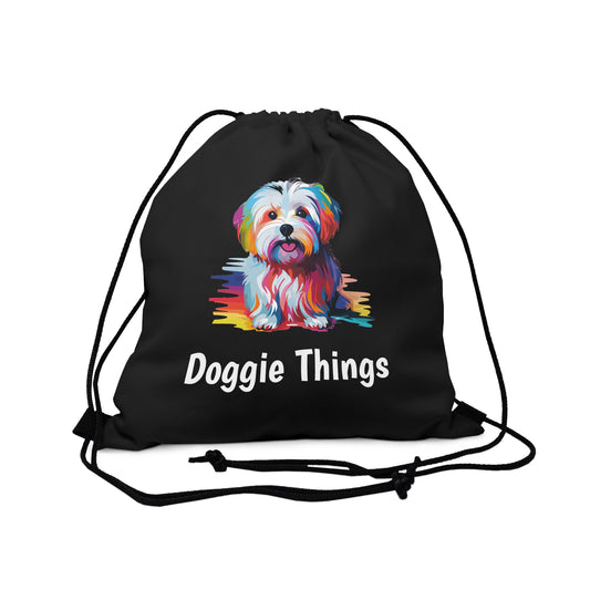 Maltese Doggie Things Outdoor Black Drawstring Bag
