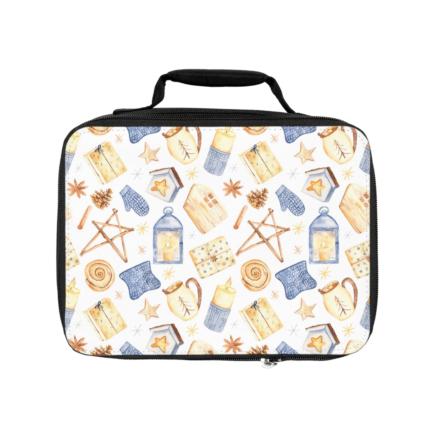 Winter Watercolor Zipper Storage/Lunch Bag