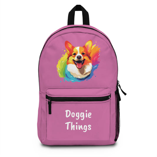 Corgi Doggie Things Pink Backpack