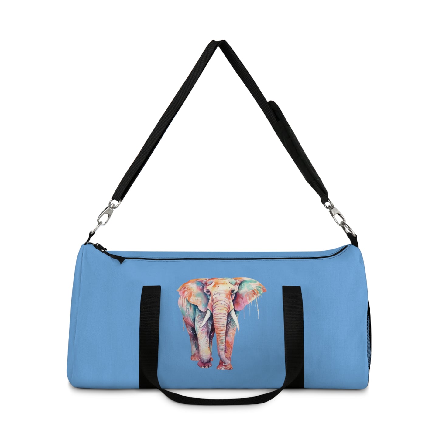 Sky Blue Colorful Elephant Duffel Bag