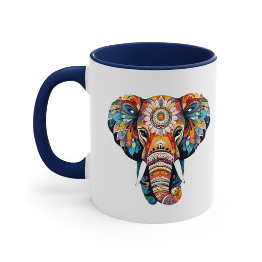 Colorful Elephant Accent Coffee Mug, 11oz