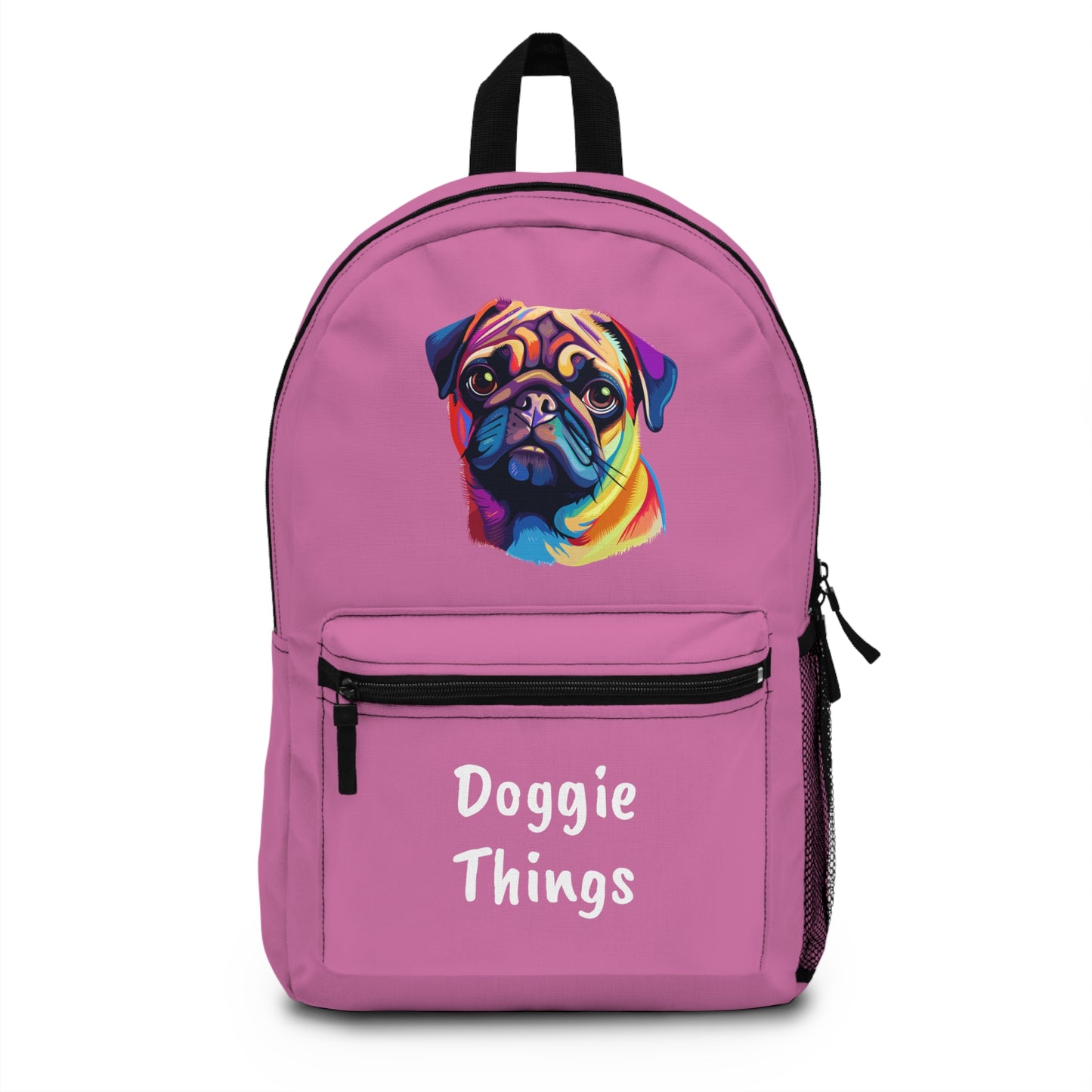 Pug Doggie Things Pink Backpack