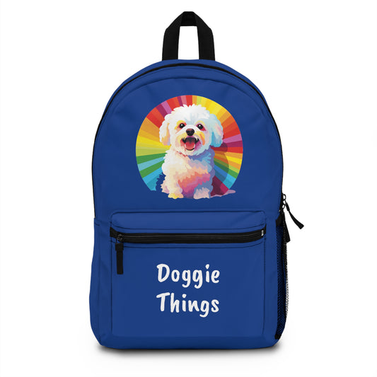 Bichon Frise Doggie Things Blue Backpack