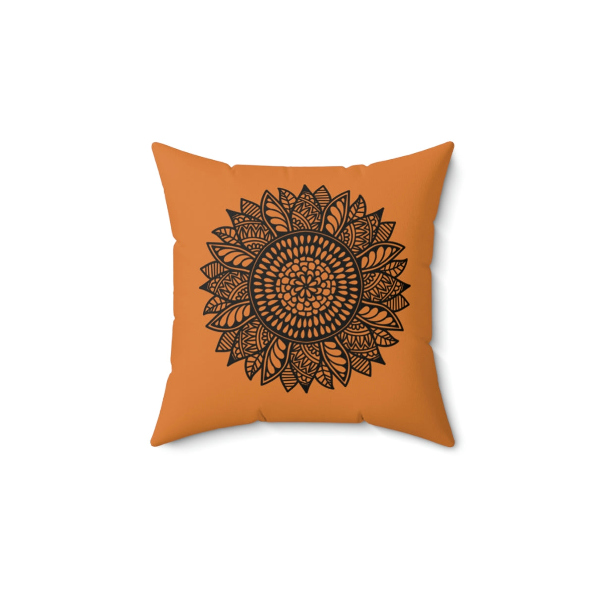 Sunflower Mandala Orange Decorative Pillow Cover