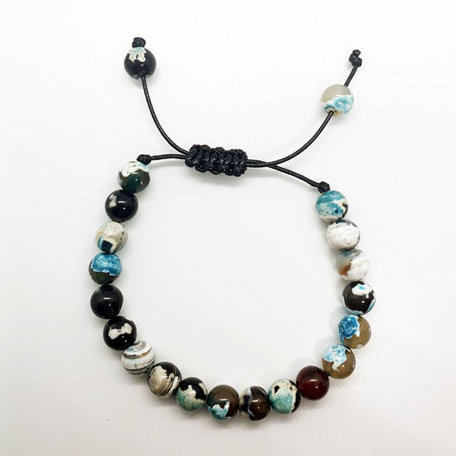 Fire Agate and Onyx Braided Rope Bracelet