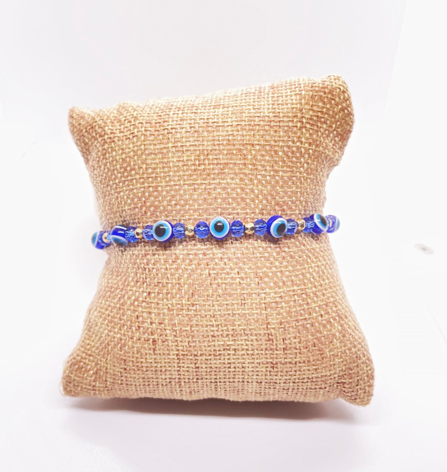 Blue Evil Eye Protection Bracelet with Blue Braided Rope