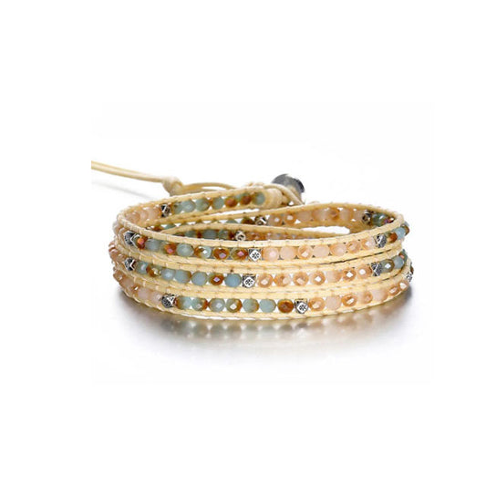 Boho Handmade Woven Wrap Stone Beads Bracelet