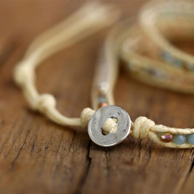Boho Handmade Woven Wrap Stone Beads Bracelet