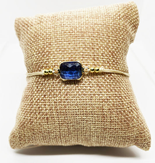 Etched Glass Navy Blue Bracelet