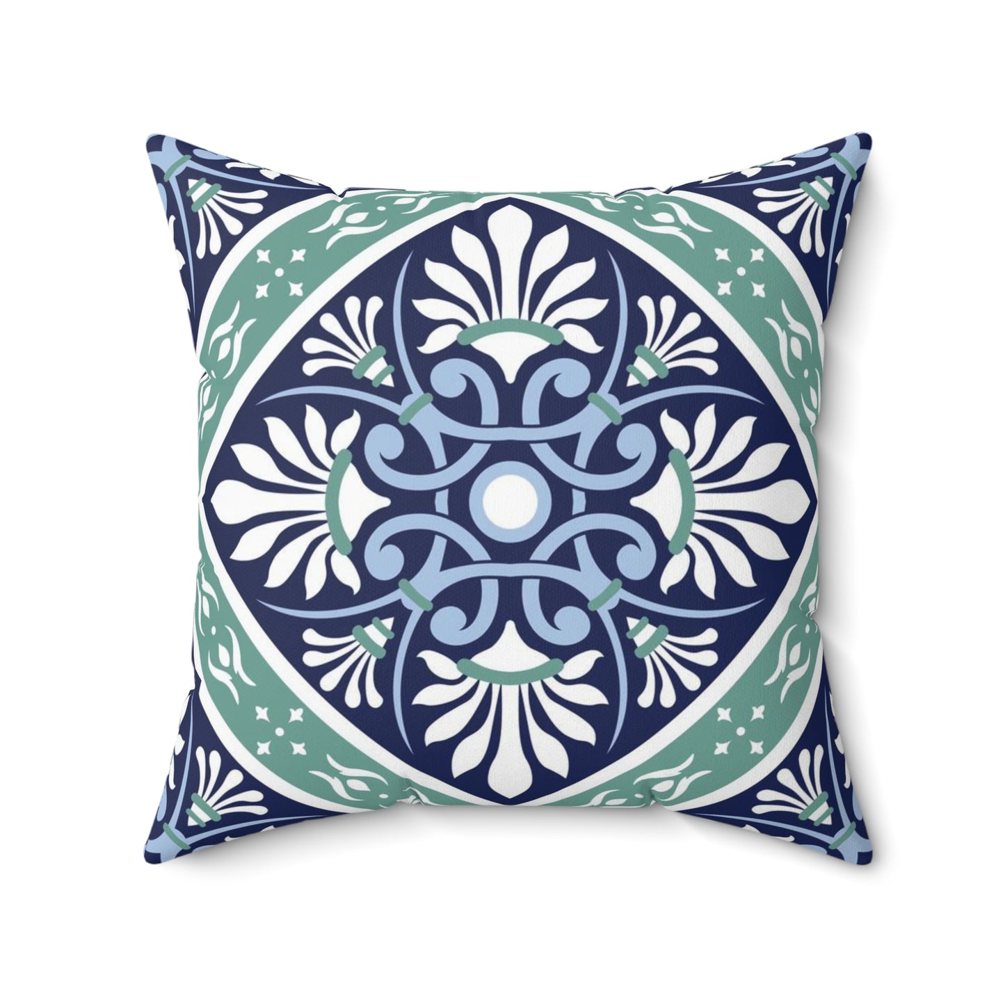 Moroccan Blue and Green Decorative Pillow Cover