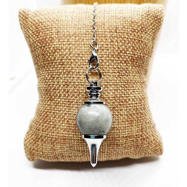 Labradorite Crystal Pendulum with Metal Point