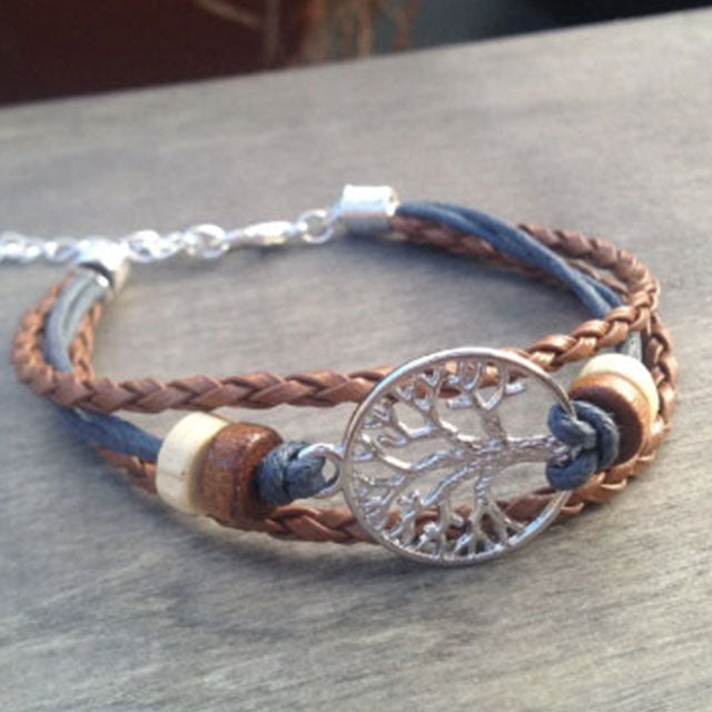 Multilayered Boho Wrapped Tree of Life Bracelet