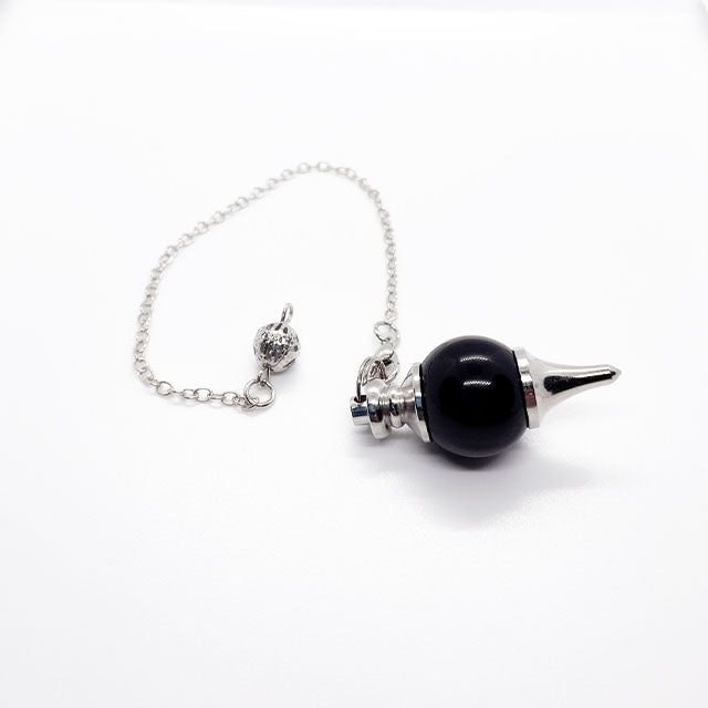 Obsidian Crystal Pendulum with Metal Point