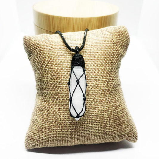 Quartz Point Braided Rope Necklace