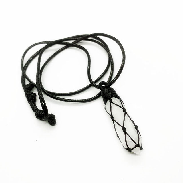 Quartz Point Braided Rope Necklace