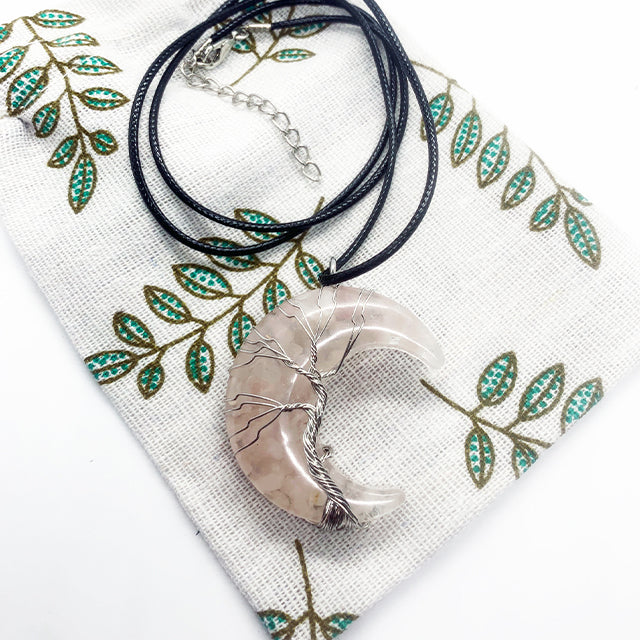 Rose Quartz Tree of Life Wrap Necklace