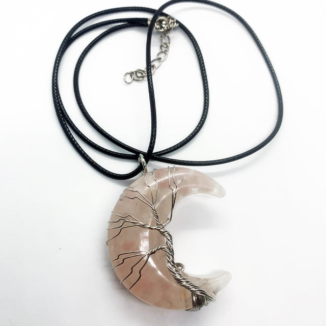 Rose Quartz Tree of Life Wrap Necklace