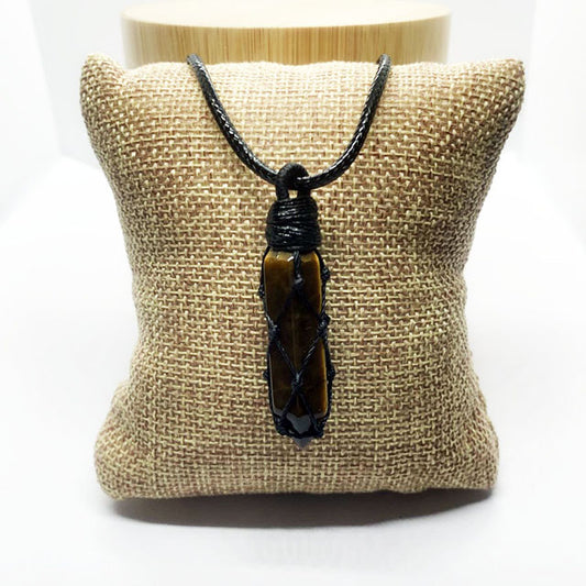 Tiger Eye Point Braided Rope Necklace