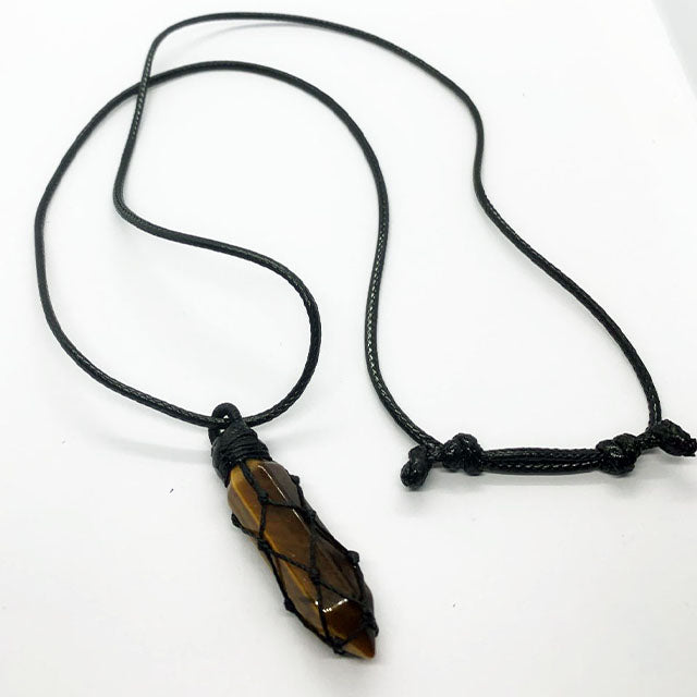 Tiger Eye Point Braided Rope Necklace