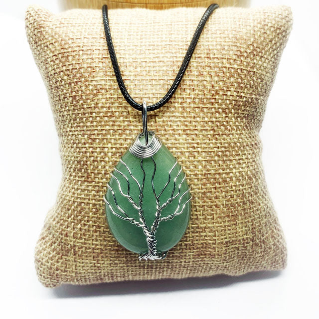 Tree of Life Green Aventurine Wrap Necklace