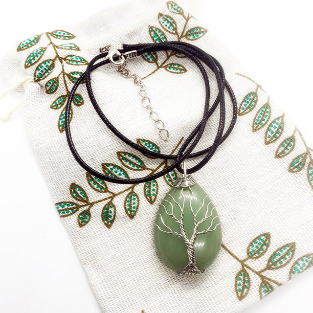 Tree of Life Green Aventurine Wrap Necklace