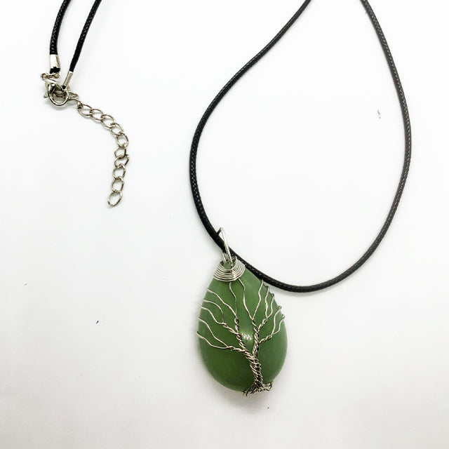 Tree of Life Green Aventurine Wrap Necklace