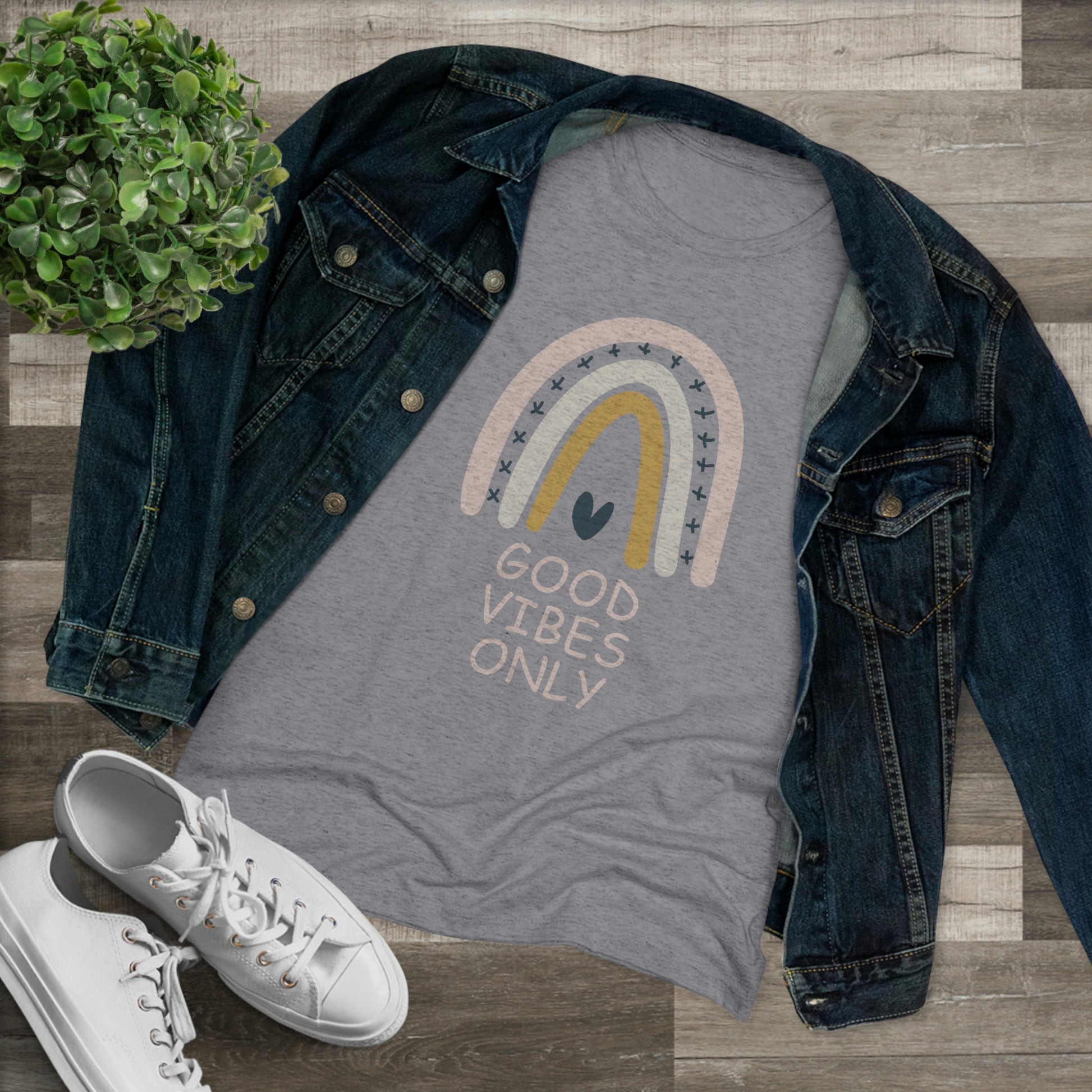 Women's "Good Vibes Only" Rainbow Positive T-Shirt