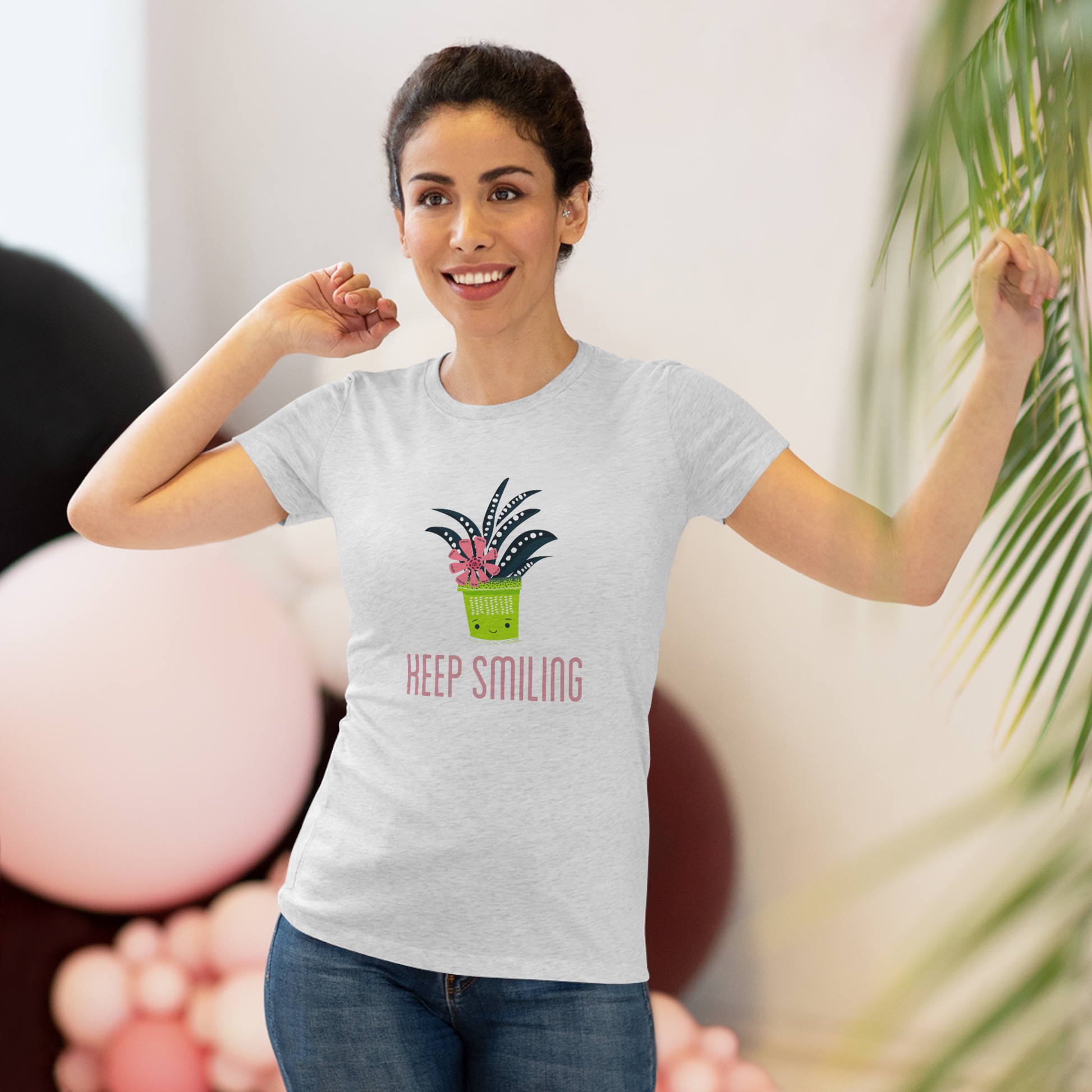 Women's "Keep Smiling" House Plant T-Shirt