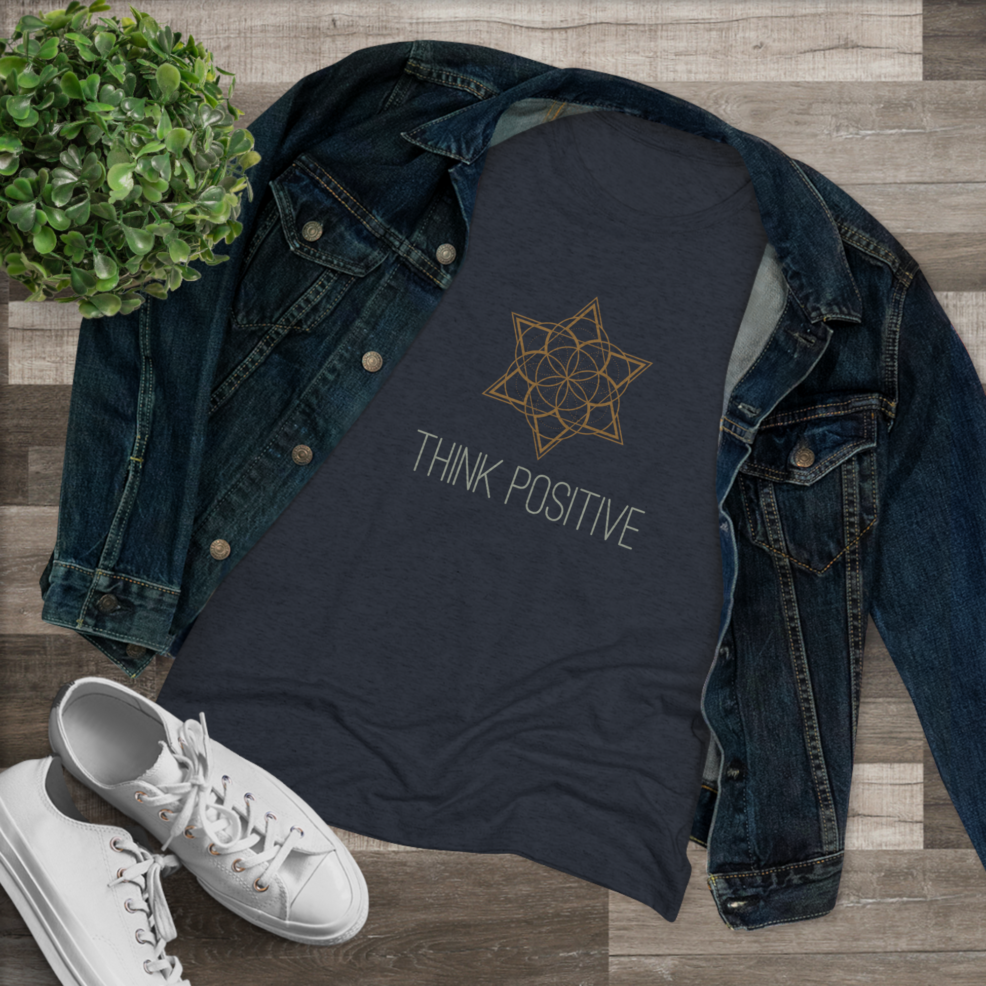 Women's "Think Positive" Sacred Geometry T-Shirt