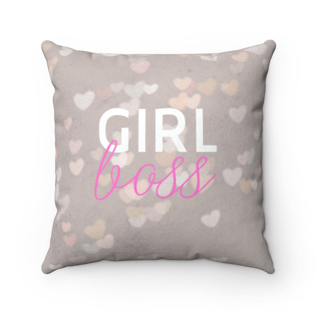 Girl Boss Hearts BOHO Decorative Pillow Cover