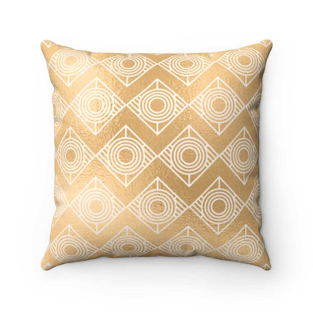 Gold Geometric Design Decorative Pillow Cover
