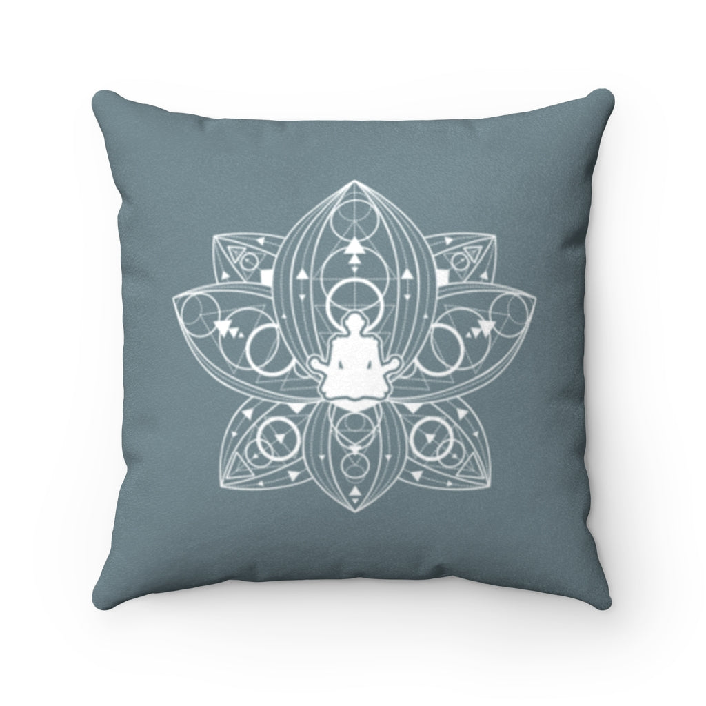 Lotus Mandala Blue Decorative Pillow Cover