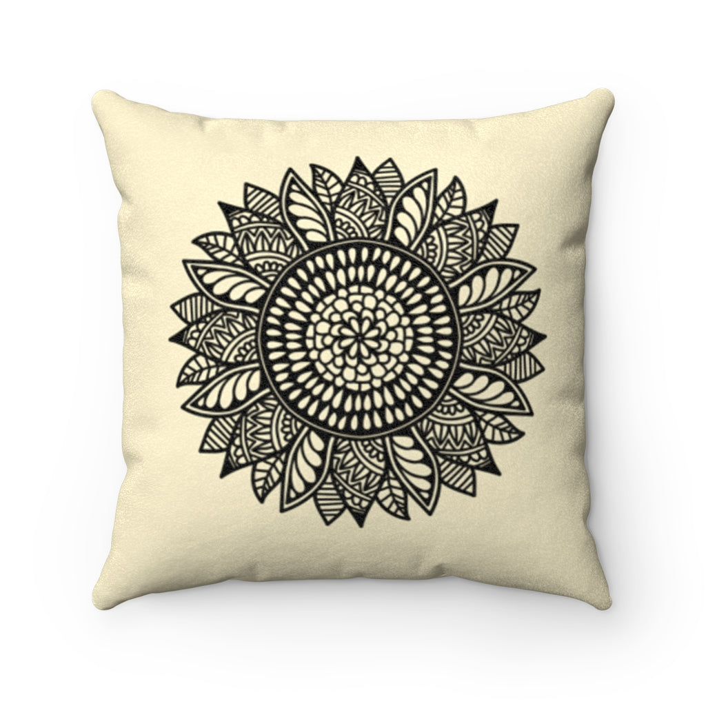 Sunflower Mandala Soft Yellow Decorative Pillow Cover