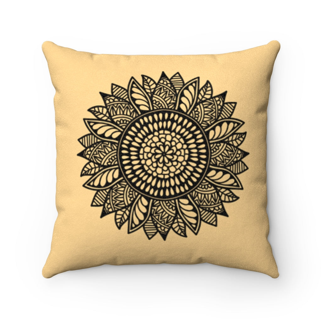 Sunflower Mandala Soft Orange Decorative Pillow Cover