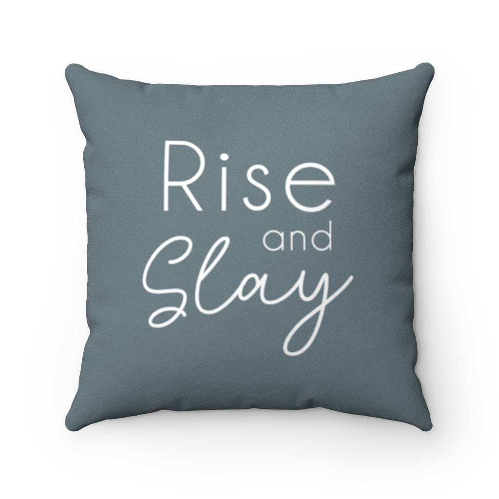 Rise and Slay Charcoal Green Decorative Pillow Cover