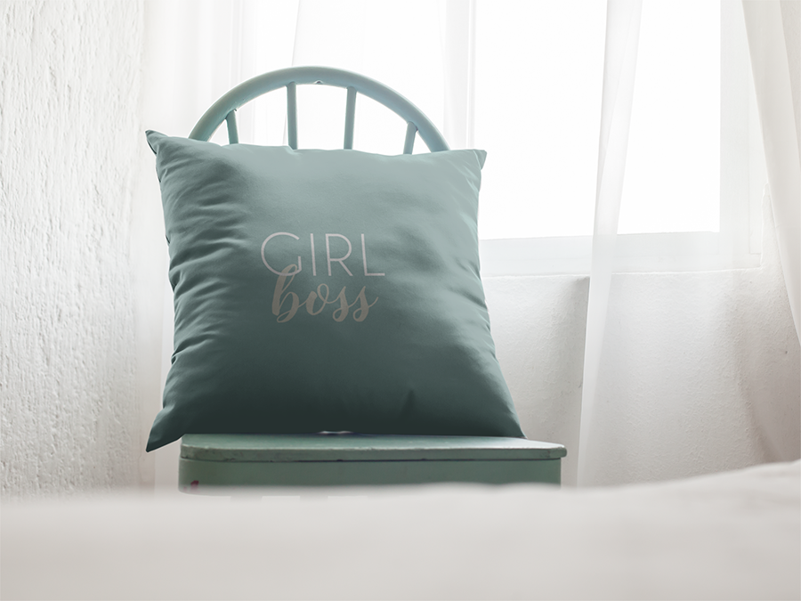 Girl Boss Aqua BOHO Decorative Pillow Cover