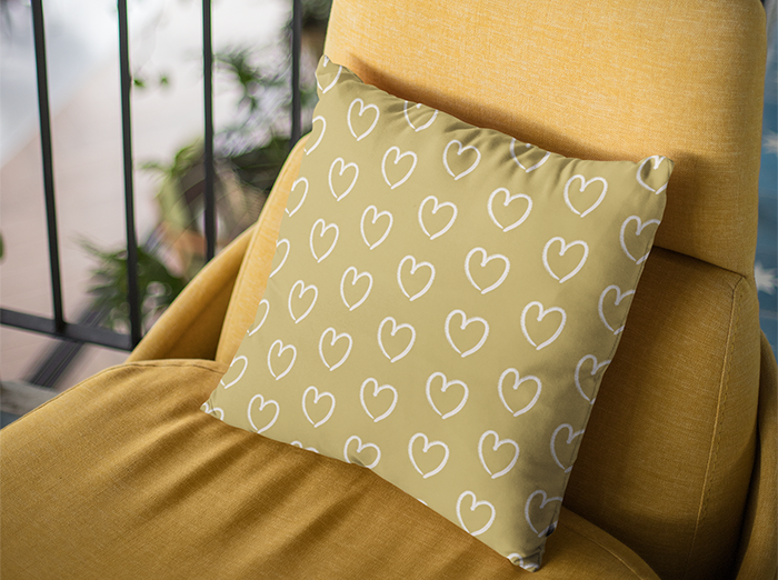 Gold and Hearts Decorative Pillow Cover