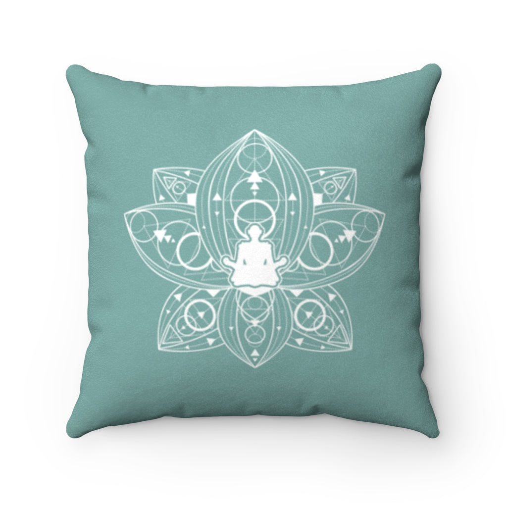 Lotus Mandala Aqua Decorative Pillow Cover