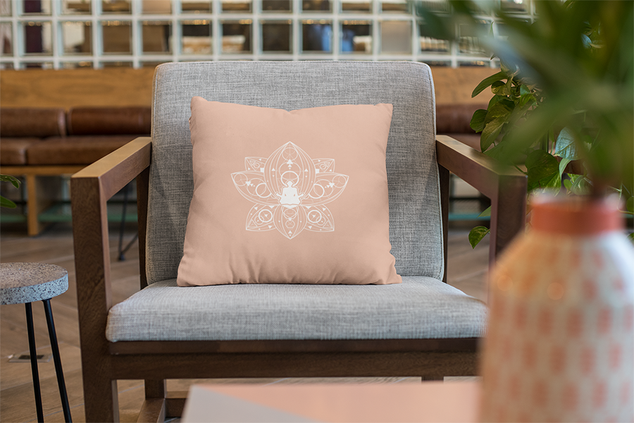 Lotus Mandala Peachy Pink Decorative Pillow Cover