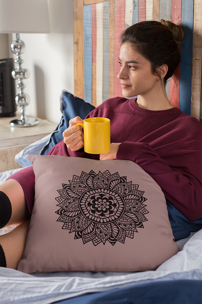 Sunflower Mandala Rose Decorative Pillow Cover