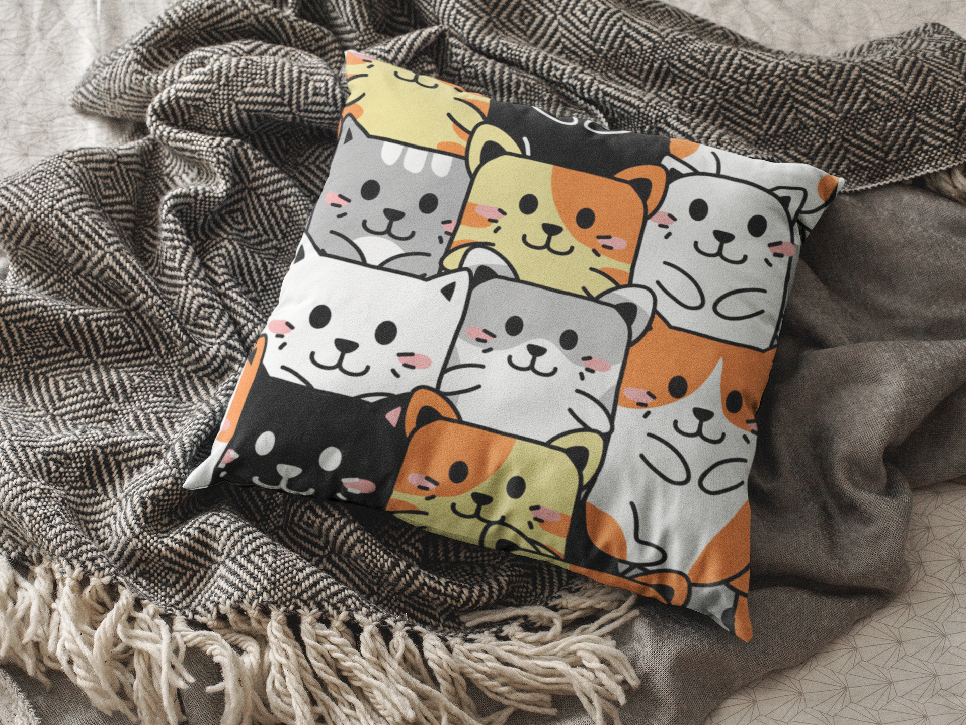 Snuggly Cats Decorative Pillow Cover